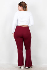 Legging Côtelé Évasé Grande Taille — Bordeaux