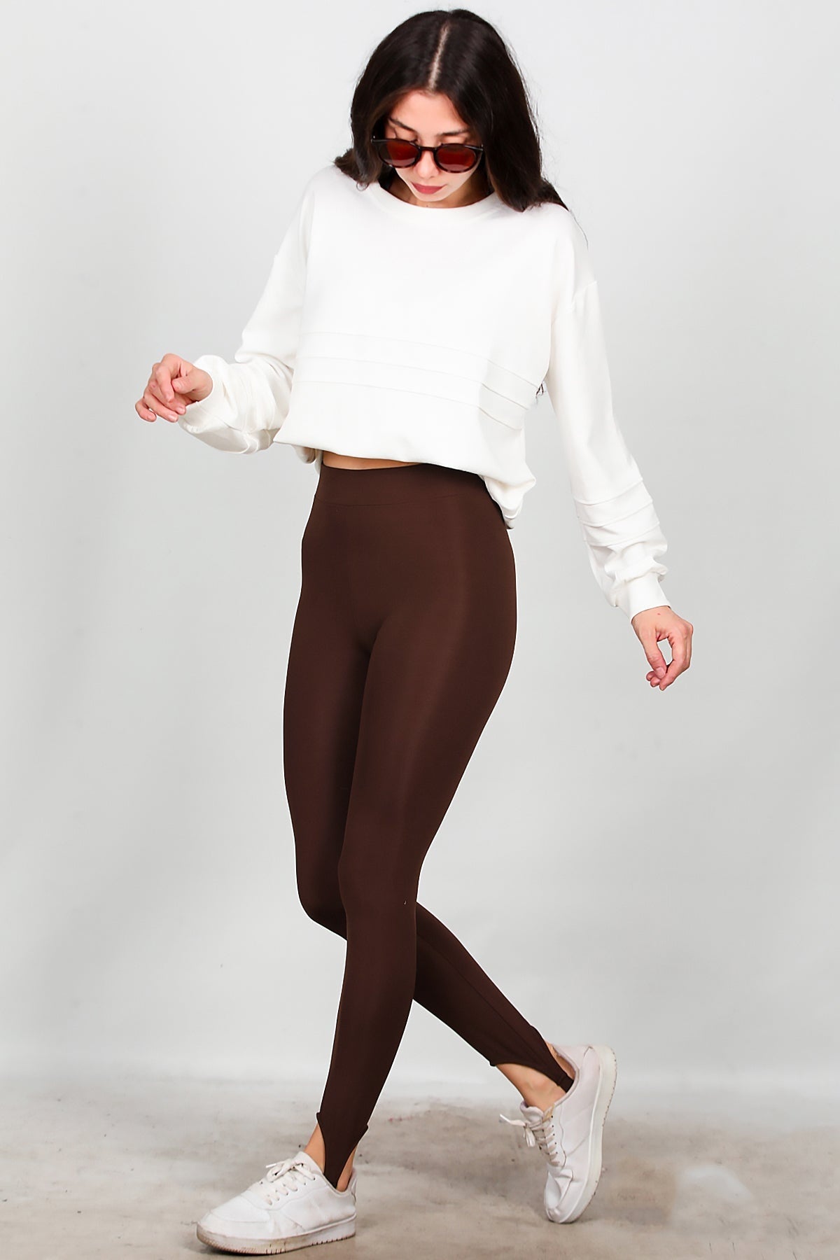 Legging Met Voetband – Bruin