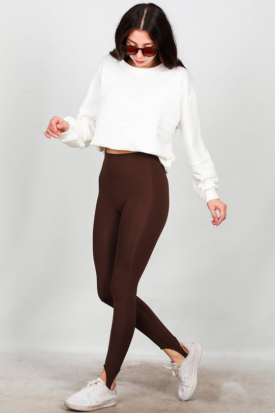 Legging Met Voetband – Bruin