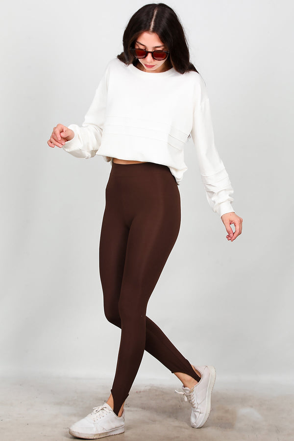 Legging Met Voetband – Bruin