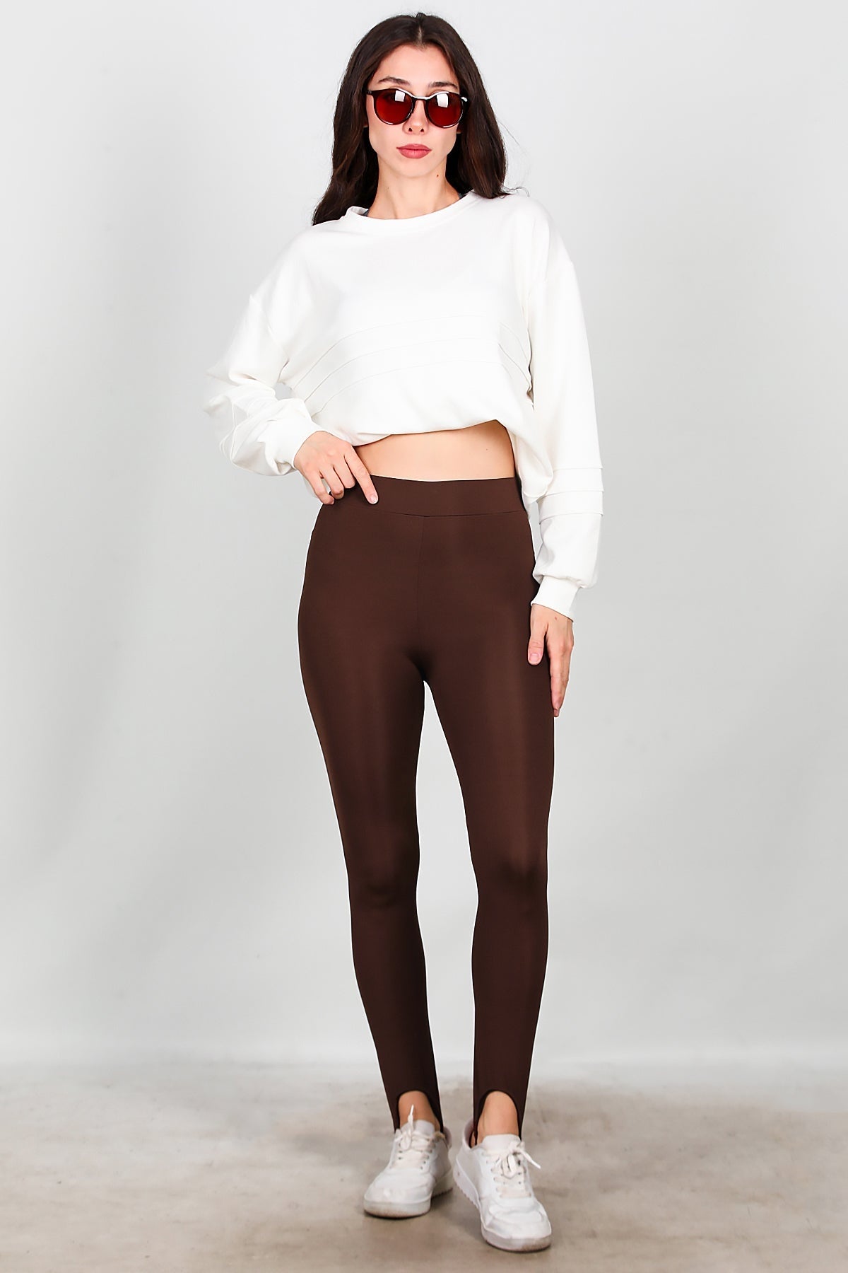 Legging Met Voetband – Bruin