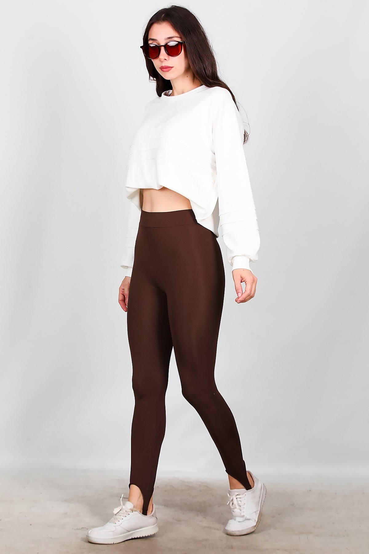 Legging Met Voetband – Bruin
