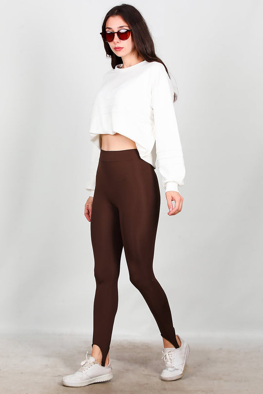 Legging Met Voetband – Bruin