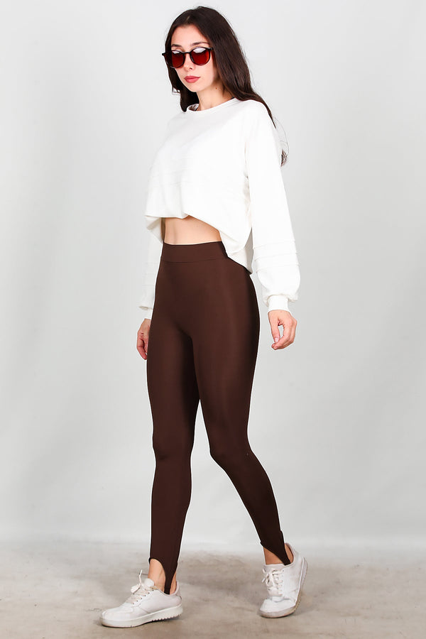 Legging Met Voetband – Bruin