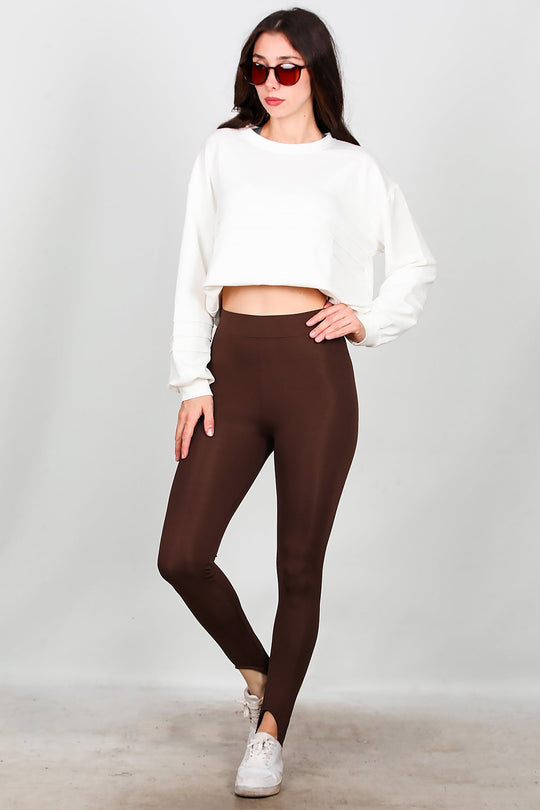 Legging Met Voetband – Bruin