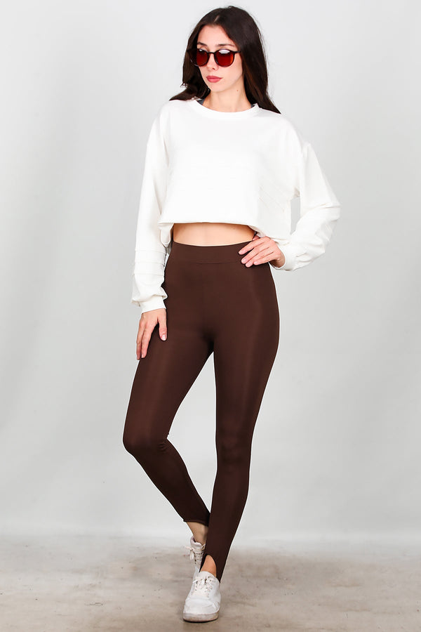 Legging Met Voetband – Bruin