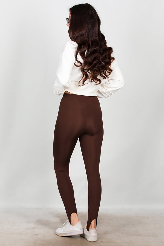 Legging Met Voetband – Bruin