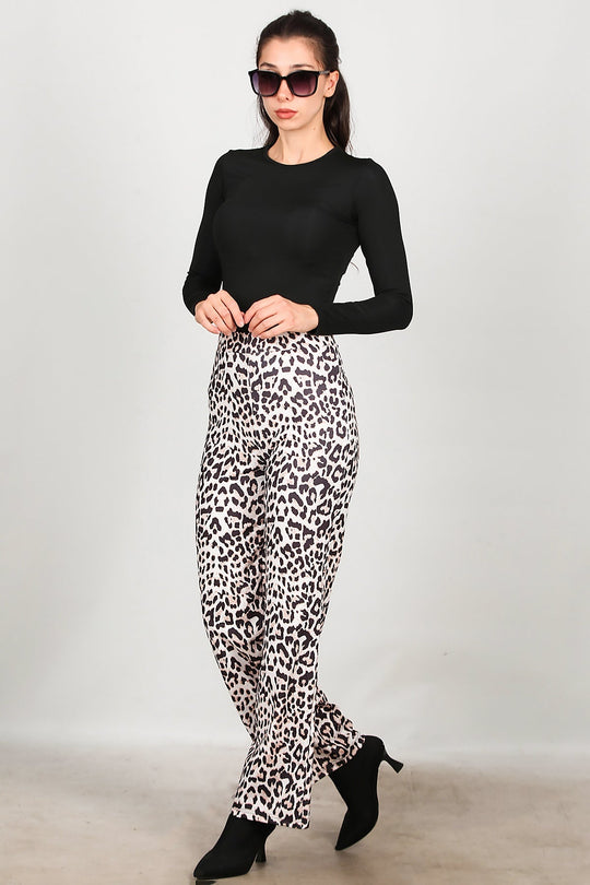 Luipaardprint Broek – Crème