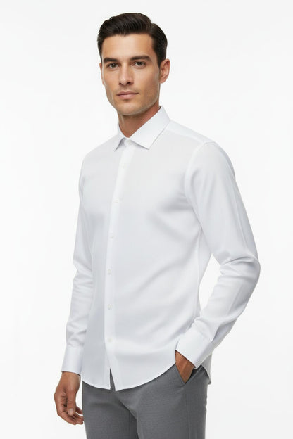 Erkek Petekli Gömlek  Beyaz