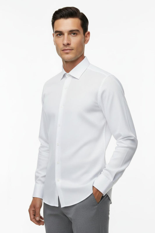 Herrenhemd Mit Wabenstruktur — Weiß