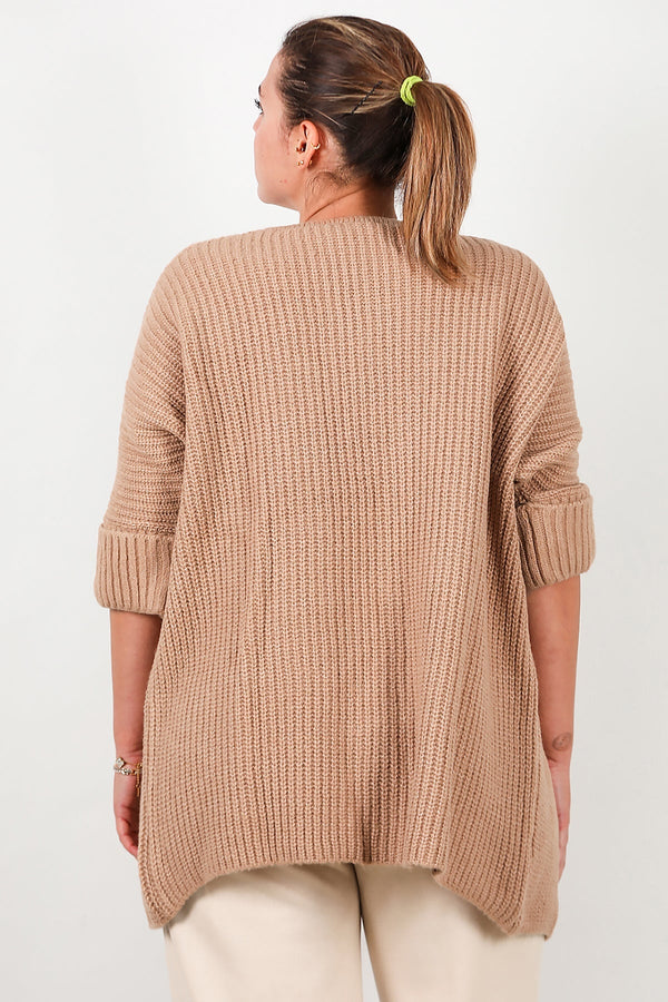 Plus - Size Vest Met Zakken — Beige