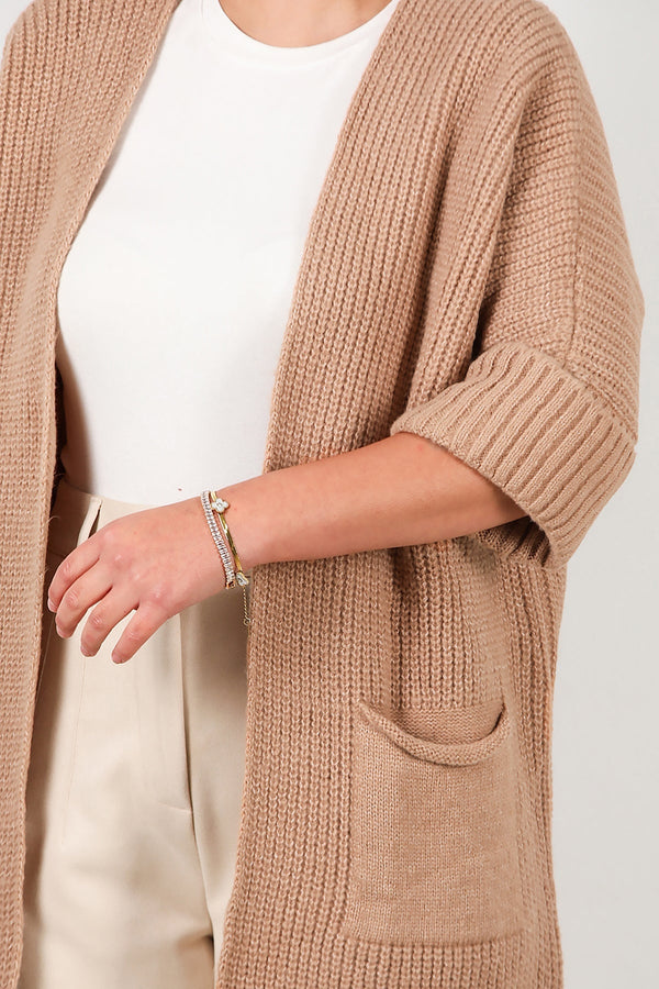 Plus - Size Vest Met Zakken — Beige