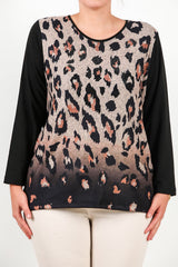 Blouse Grande Taille À Imprimé Léopard — Noir