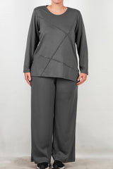 Ensemble Grande Taille Orné De Pierres Sur Le Devant — Anthracite
