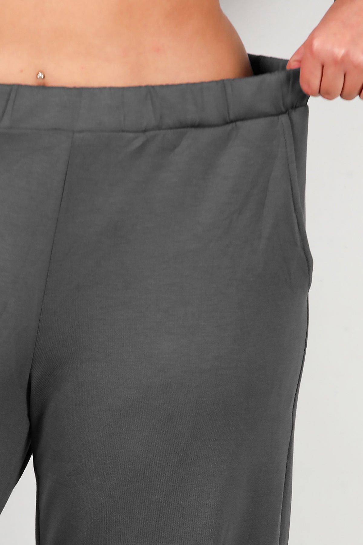 Plus - Size Set Met Steendetail Aan De Voorkant — Antraciet