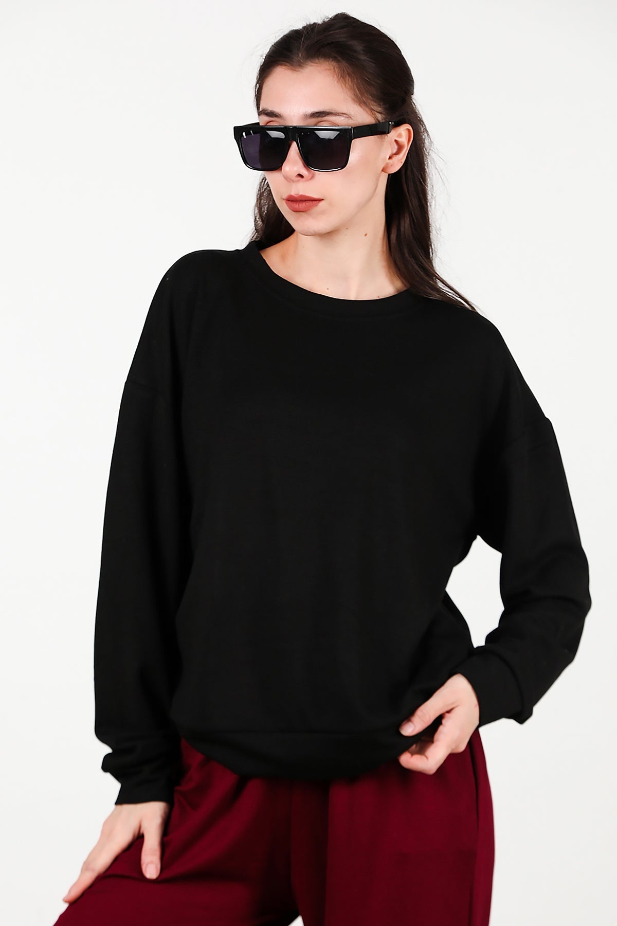 Crew - Neck Sweatshirt, Black