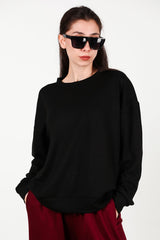 Ronde - Hals Sweatshirt, Zwart