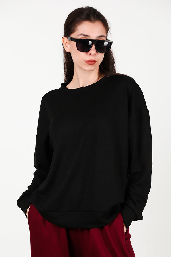 Crew - Neck Sweatshirt, Black