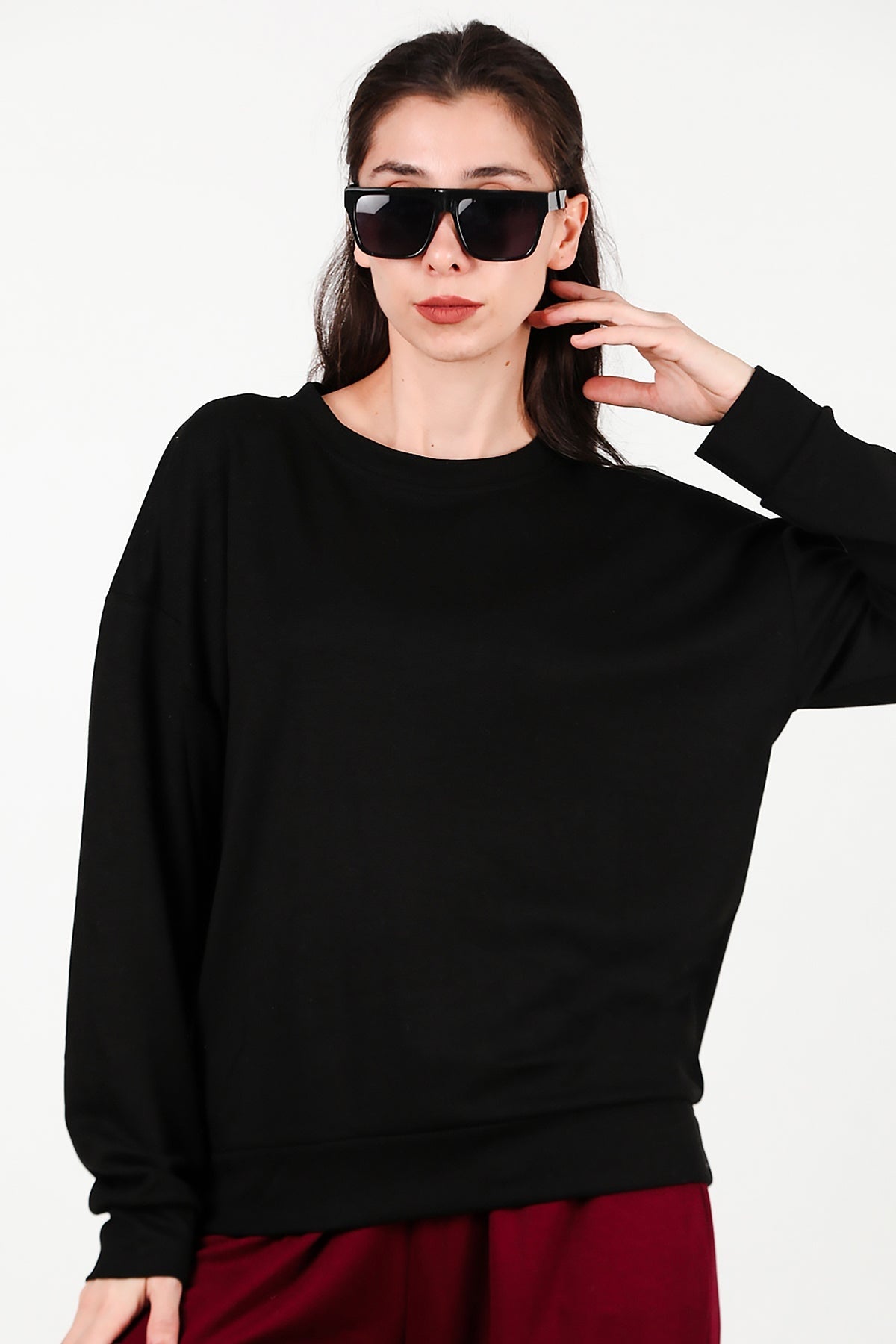 Crew - Neck Sweatshirt, Black