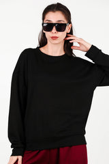 Ronde - Hals Sweatshirt, Zwart