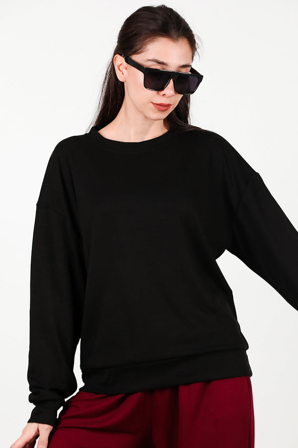 Crew - Neck Sweatshirt, Black