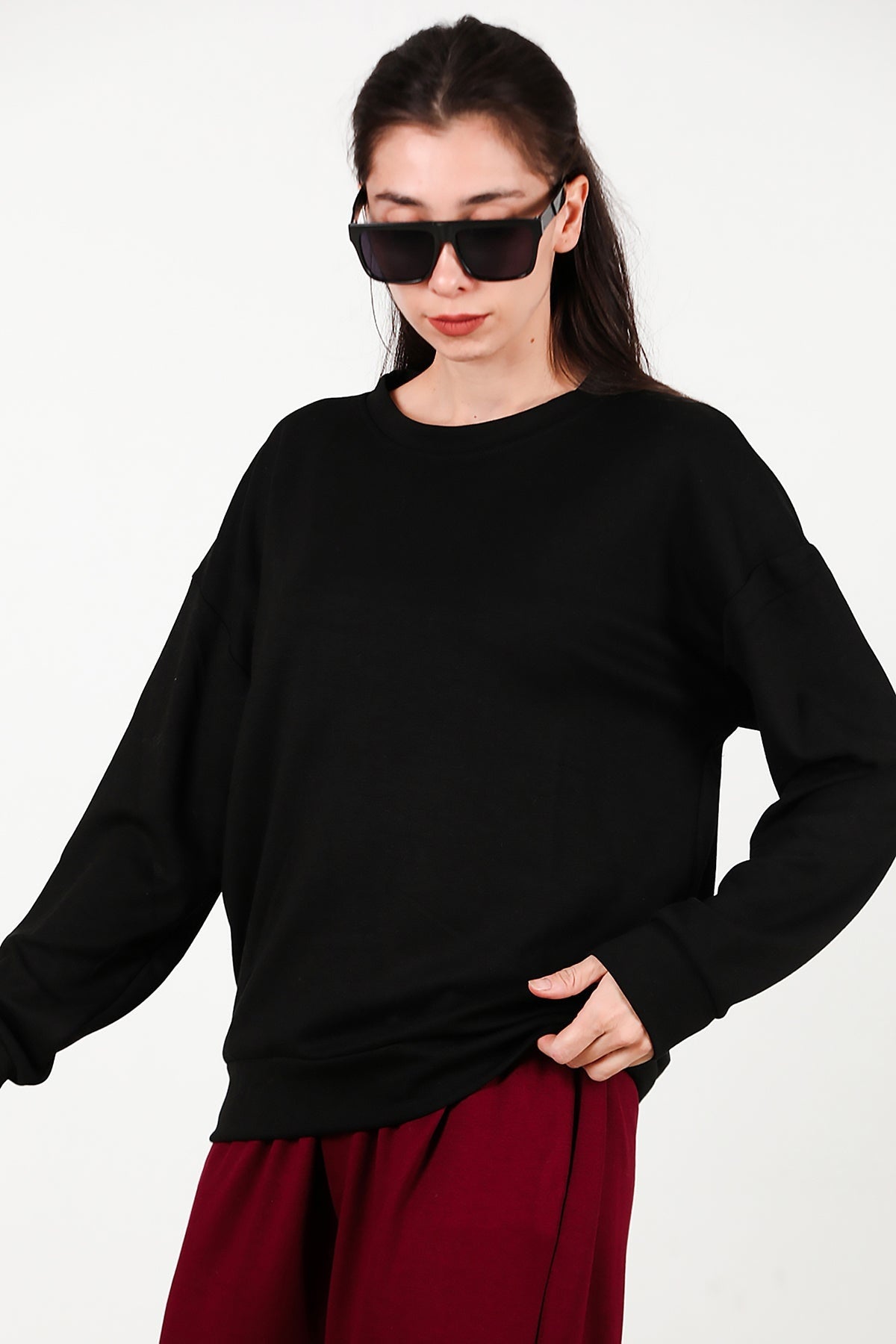 Crew - Neck Sweatshirt, Black