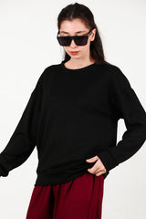Ronde - Hals Sweatshirt, Zwart