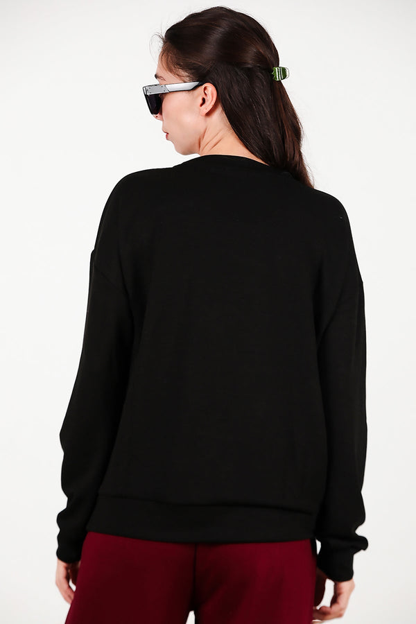 Crew - Neck Sweatshirt, Black