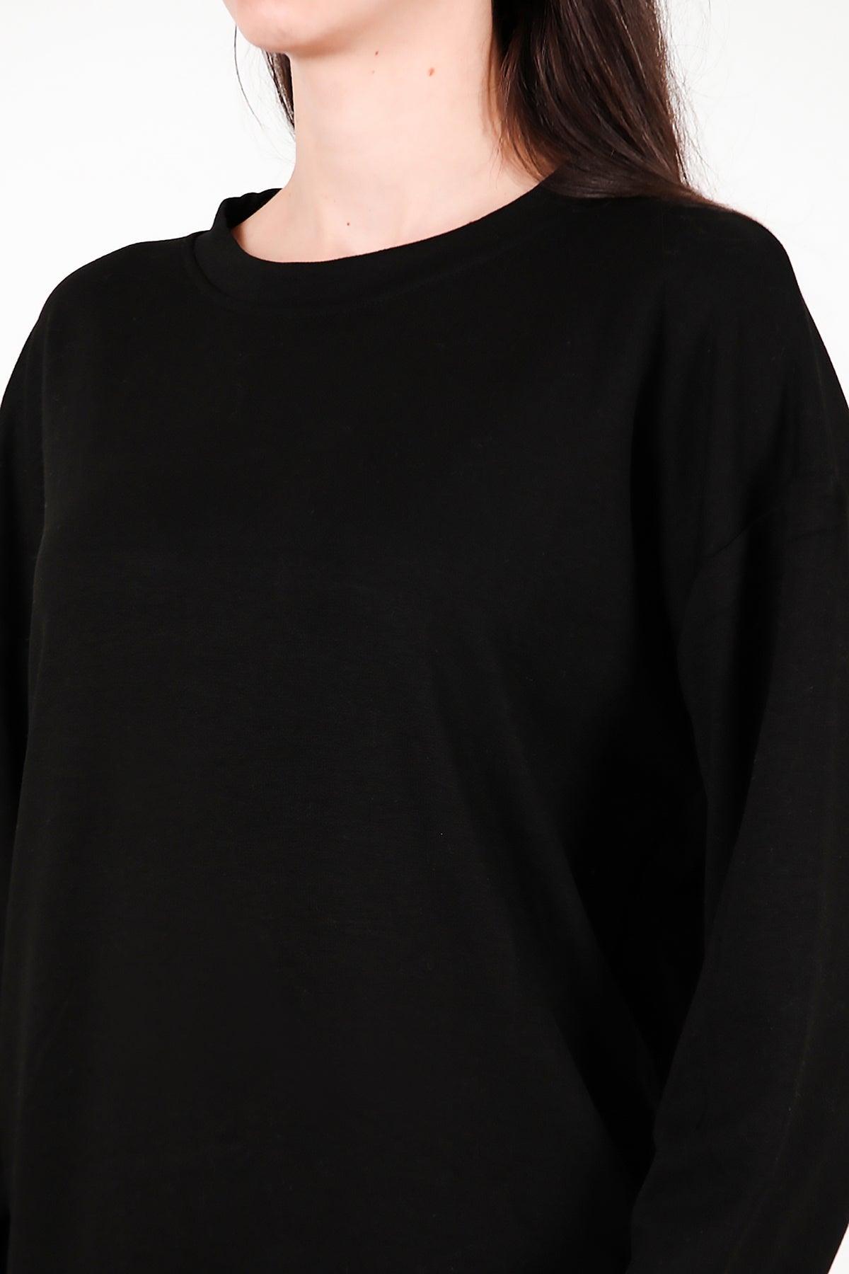 Crew - Neck Sweatshirt, Black