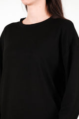 Ronde - Hals Sweatshirt, Zwart