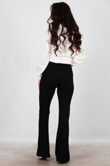Legging Taille Haute, Jambe Évasée — Noir