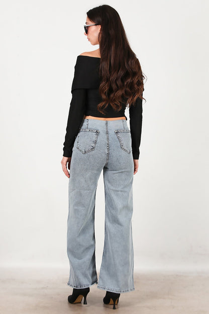 Jeans Mit Elastischem Bund, Weiter Schnitt – Blau