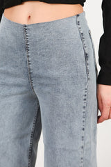 Jean À Taille Élastique, Coupe Large — Bleu