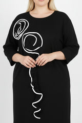 Robe À Volants Devant — Noir (Grande Taille)