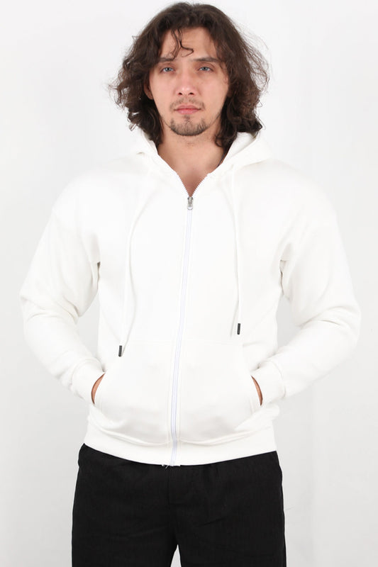 Herren Kapuzenjacke Mit Reißverschluss – Weiß