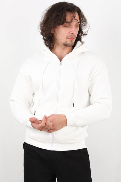 Erkek Kapşonlu Önü Fermuarlı Ceket 