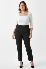 Pantalon Avec Ceinture — Noir (Grande Taille)