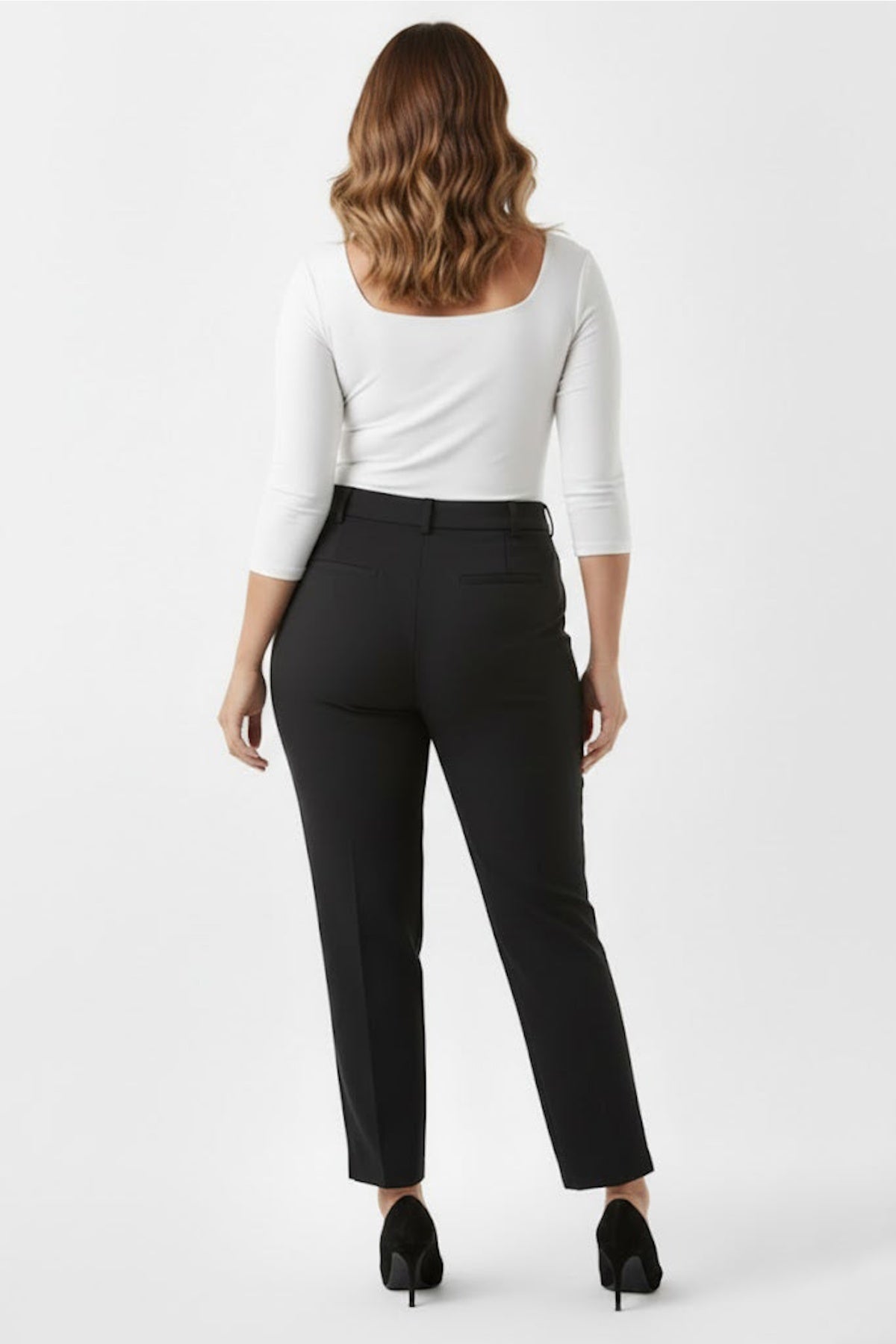 Plus - Size Belted Trousers — Black