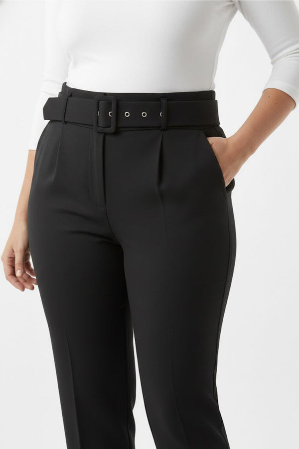 Plus - Size Belted Trousers — Black