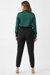 Pantalon Plissé Grande Taille Avec Élastique À L'arrière — Noir