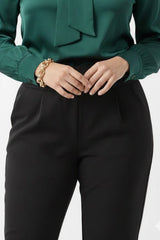 Pantalon Plissé Grande Taille Avec Élastique À L'arrière — Noir