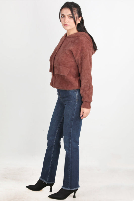 Denim Broek Met Steenversiering En Gefranjerde Zoom