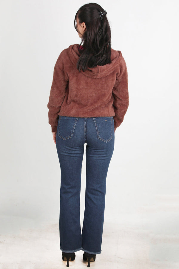 Denim Broek Met Steenversiering En Gefranjerde Zoom