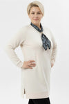 Plus - Size Tuniek Met Sjaalknoop - Off - White