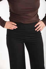 Pantalon En Crêpe Taille Haute, Coupe Ample — Noir