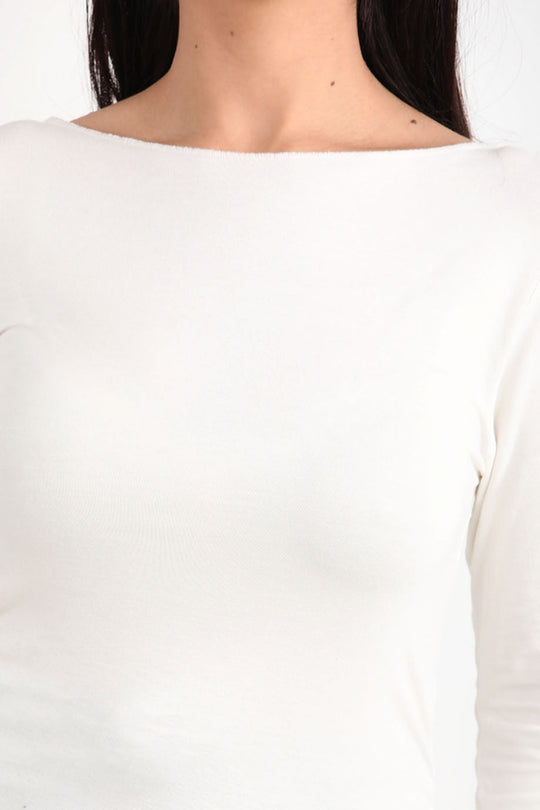 Boothalsbody Met Geraffte Zijkanten – Offwhite