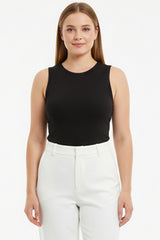 Mouwloze Body Met Ronde Hals - Zwart
