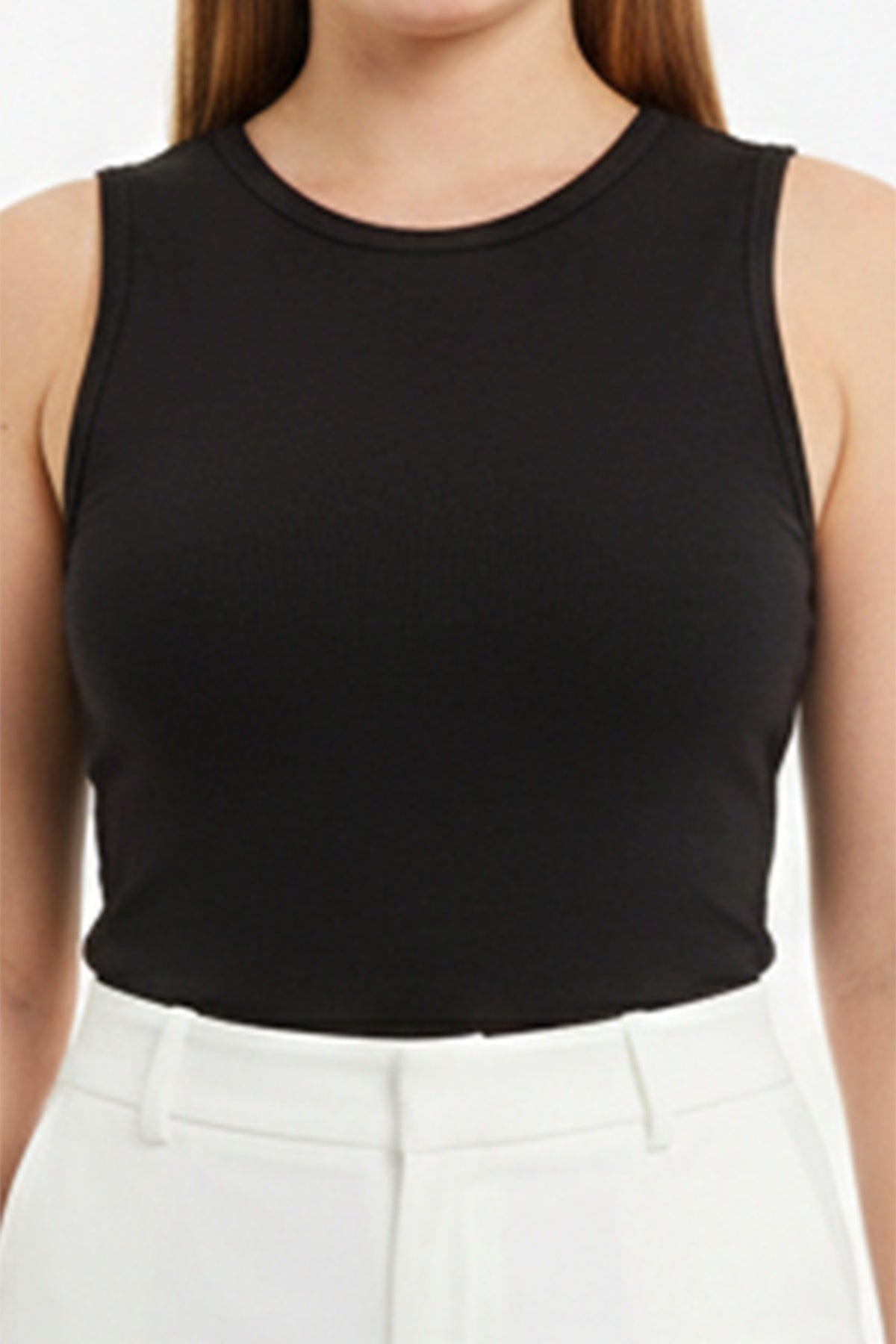 Mouwloze Body Met Ronde Hals - Zwart