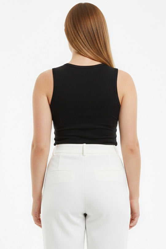Mouwloze Body Met Ronde Hals - Zwart