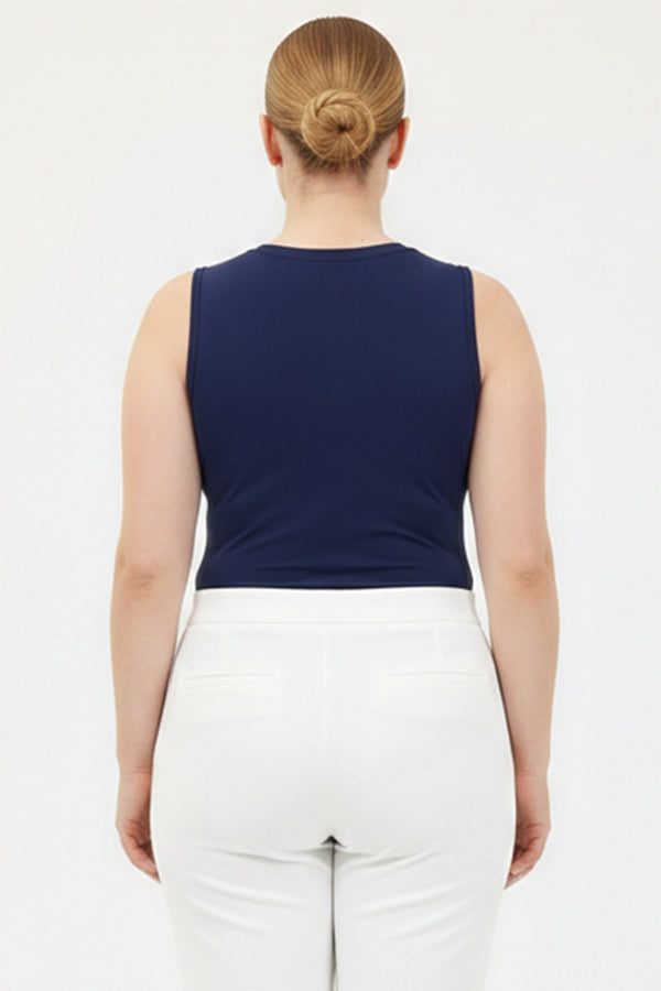 Mouwloos Bodytop Met Ronde Hals – Marineblauw